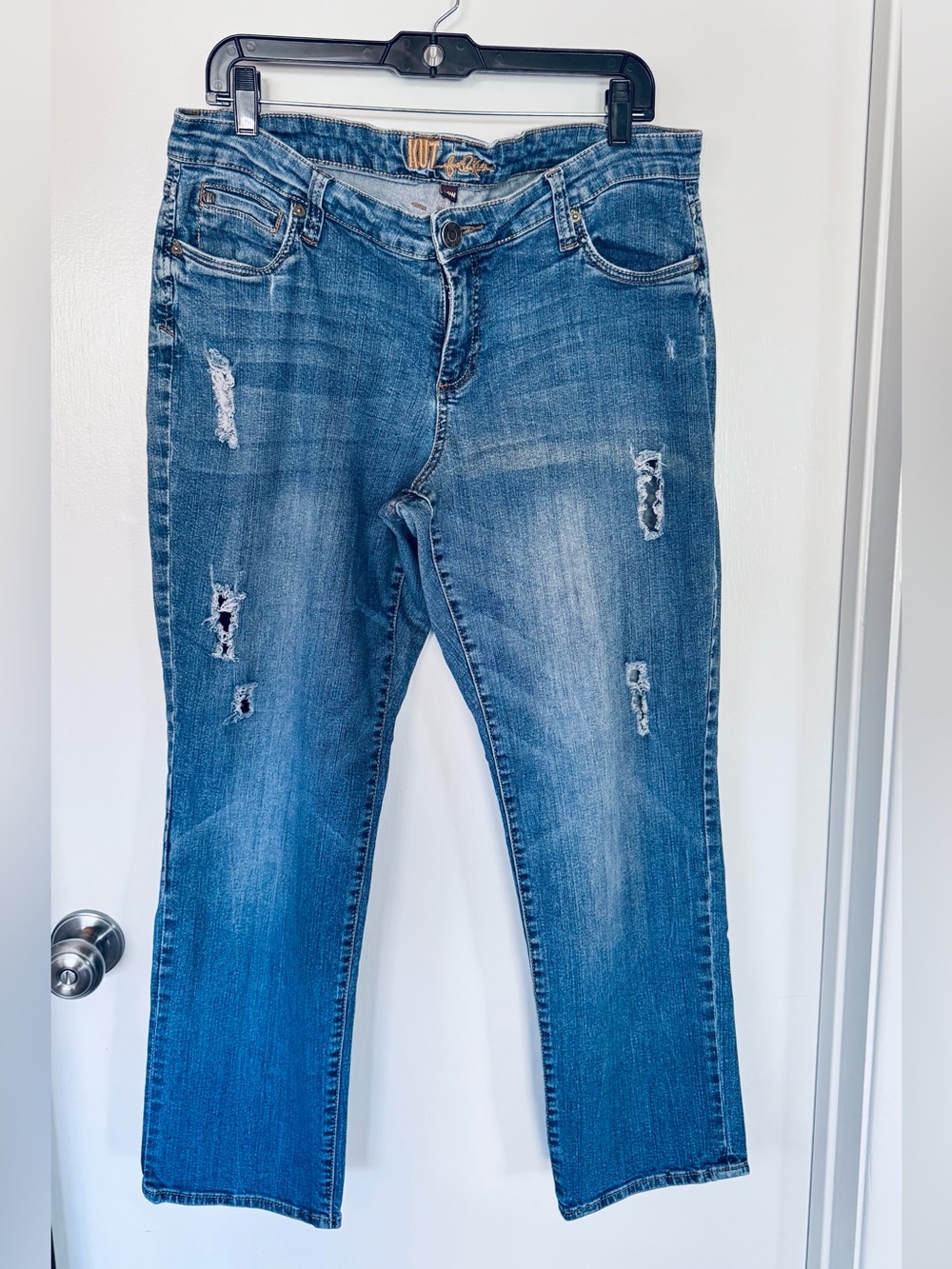 Kut from the Kloth Medium Blue wash Jeans with Distressing
